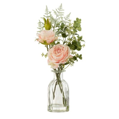 Vase avec bouquet de fleurs artificielles